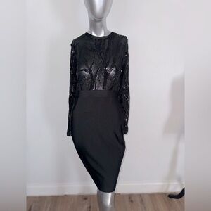 Black Venus Dress Sheer Top w Sequins
